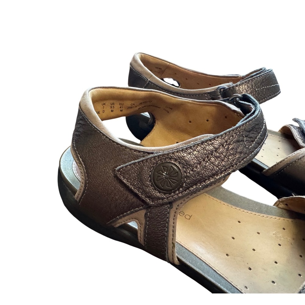 Clarks Unstructured Sandals Women 9.5 Pewter Metallic Leather Excellent 26105777 - Picture 7 of 11